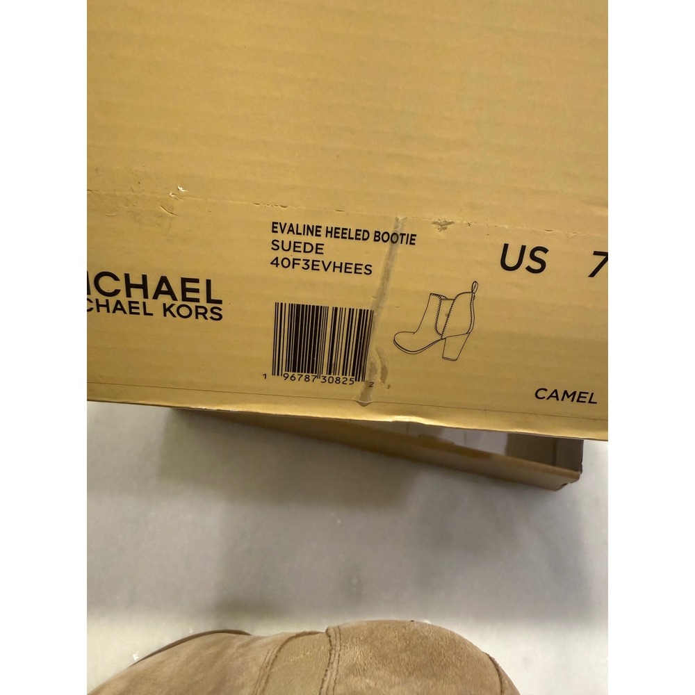Michael Kors Evaline Heeled Bootie Women 7 Camel Suede Block Heel 40F3EVHEES - Picture 8 of 9